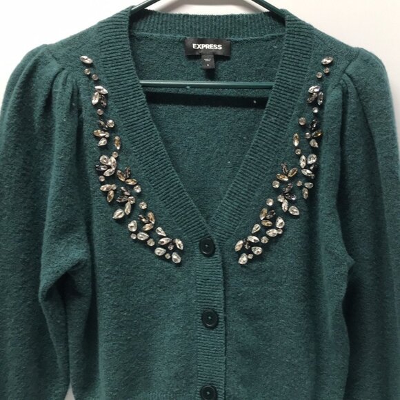 Express Embellished Faux Button-Up Cardigan - Picture 6 of 16